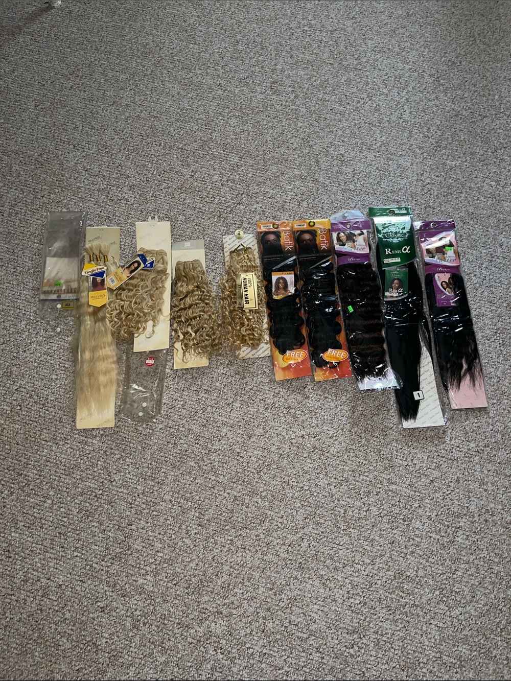 Human & Multi Blend Hair Extensions Bundle - Black, Brown, Blonde